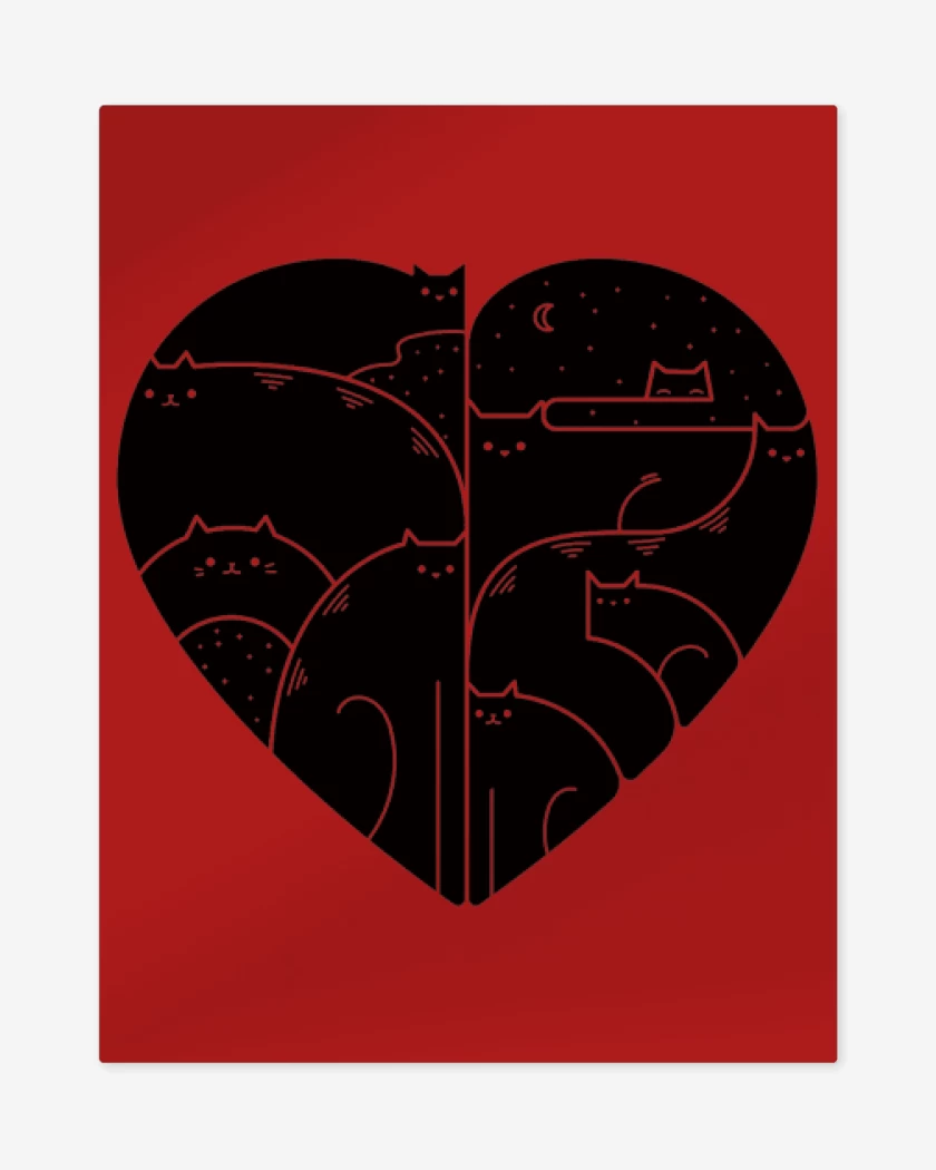 Print metalico Rojo de corazon de gat@ 02