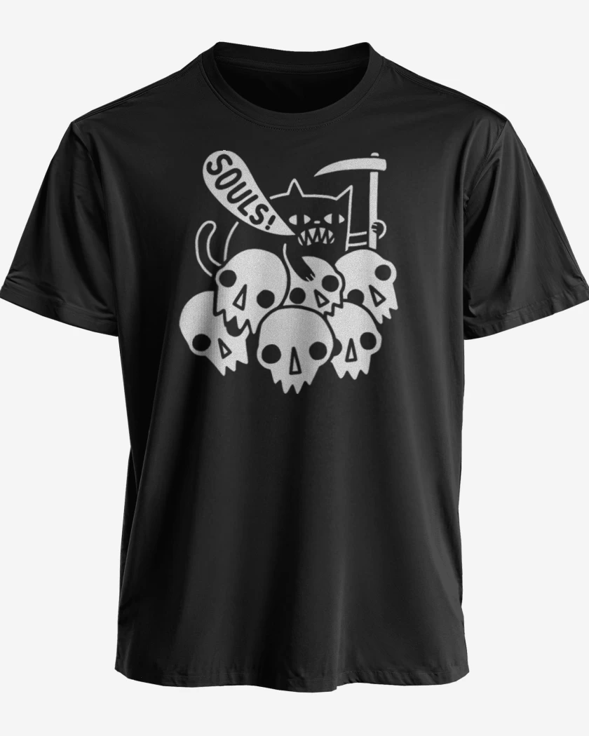 Polera premium Negro de Gatito de la muerte 02