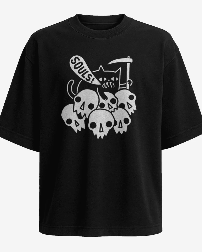 Polera Oversize Gatito de la muerte 02