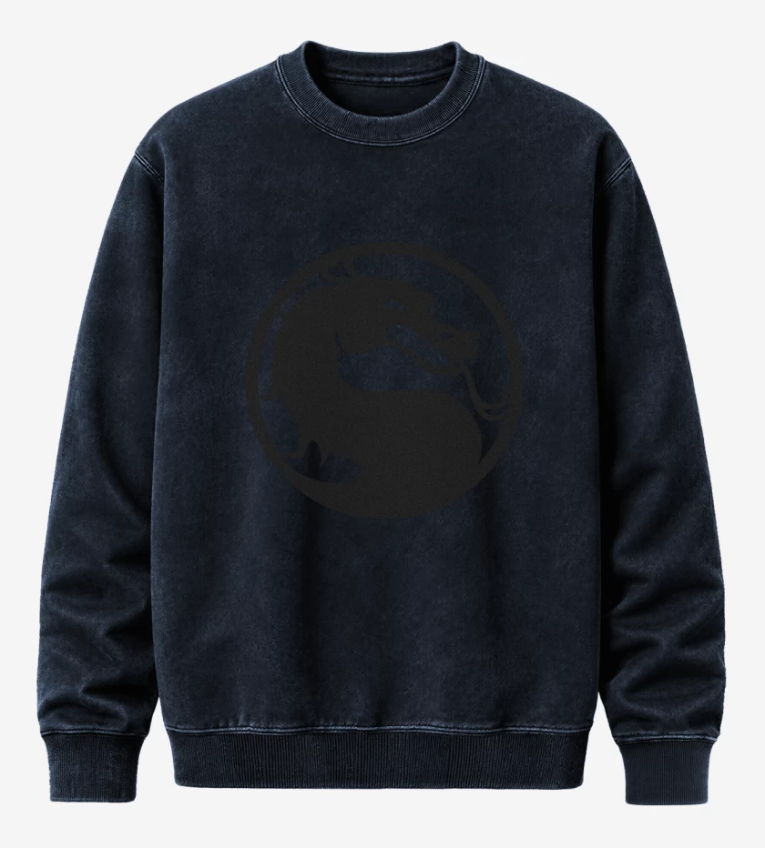 Poleron Polo Acid Wash Azul Marino de Mortal Kombat