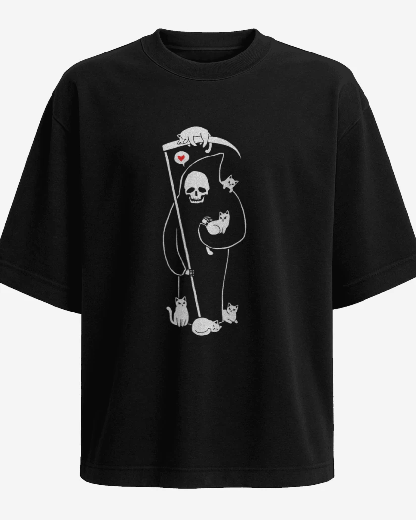 Polera Oversize Gatito de la muerte 03