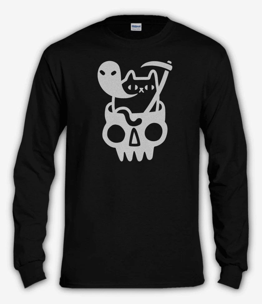 Polera manga larga Negro de Gatito de la muerte 05
