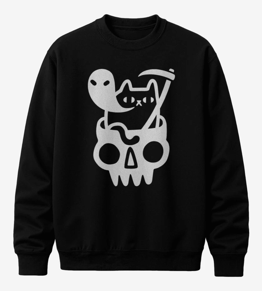 Poleron polo Negro de Gatito de la muerte 05