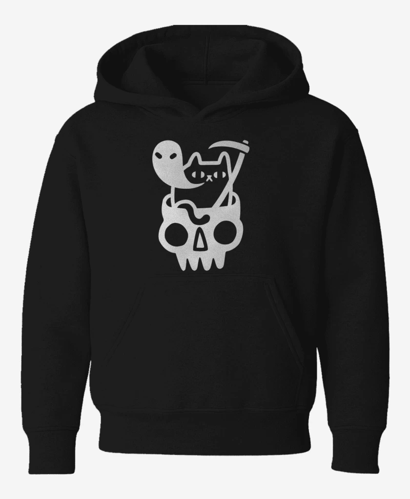 Poleron de niño Negro de Gatito de la muerte 05