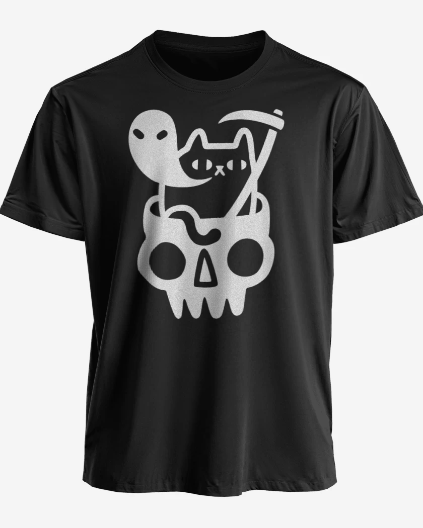 Polera premium Negro de Gatito de la muerte 05