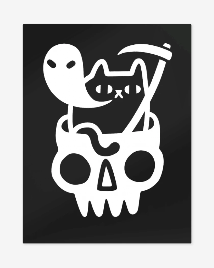 Print metalico Negro de Gatito de la muerte 05