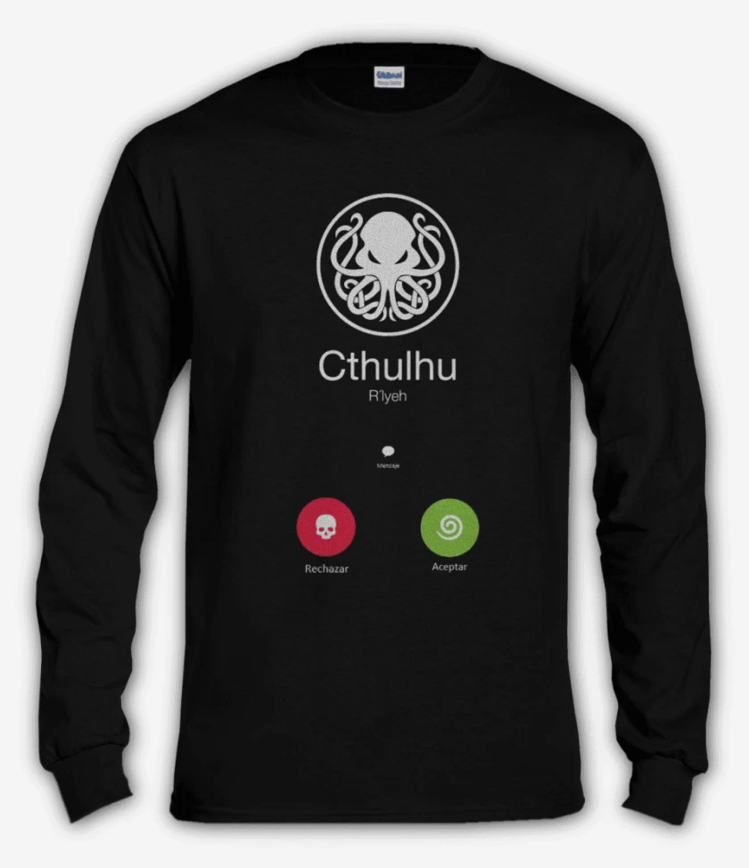 Polera manga larga Negro de La llamada de cthulhu