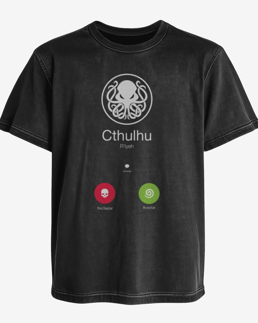 Polera desgastada Negro de La llamada de cthulhu