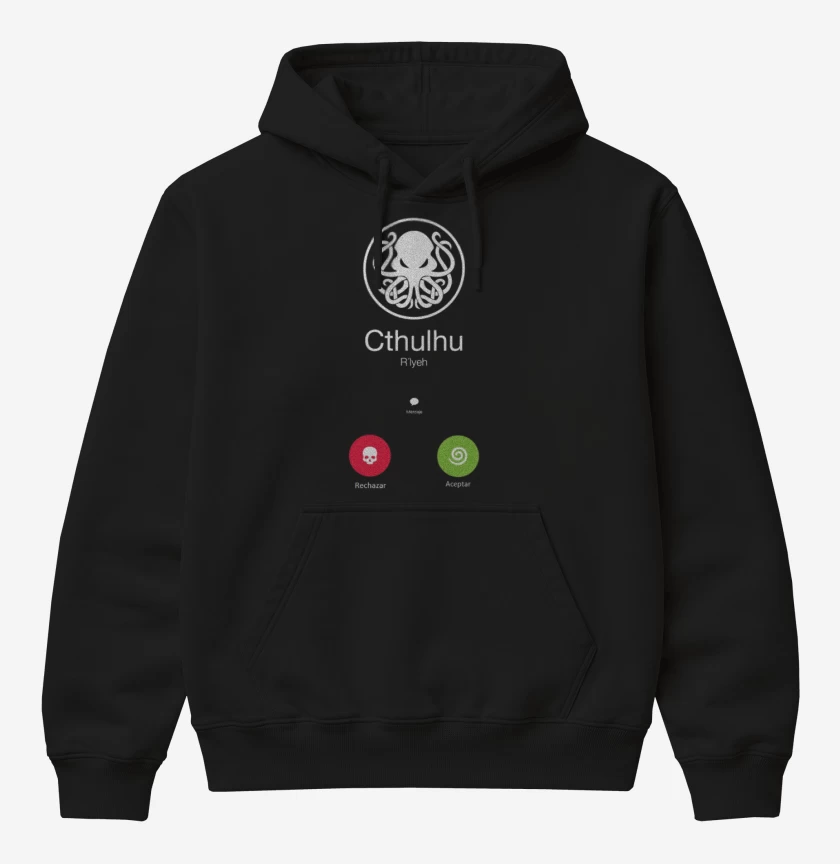 Poleron Canguro básico Negro de La llamada de cthulhu