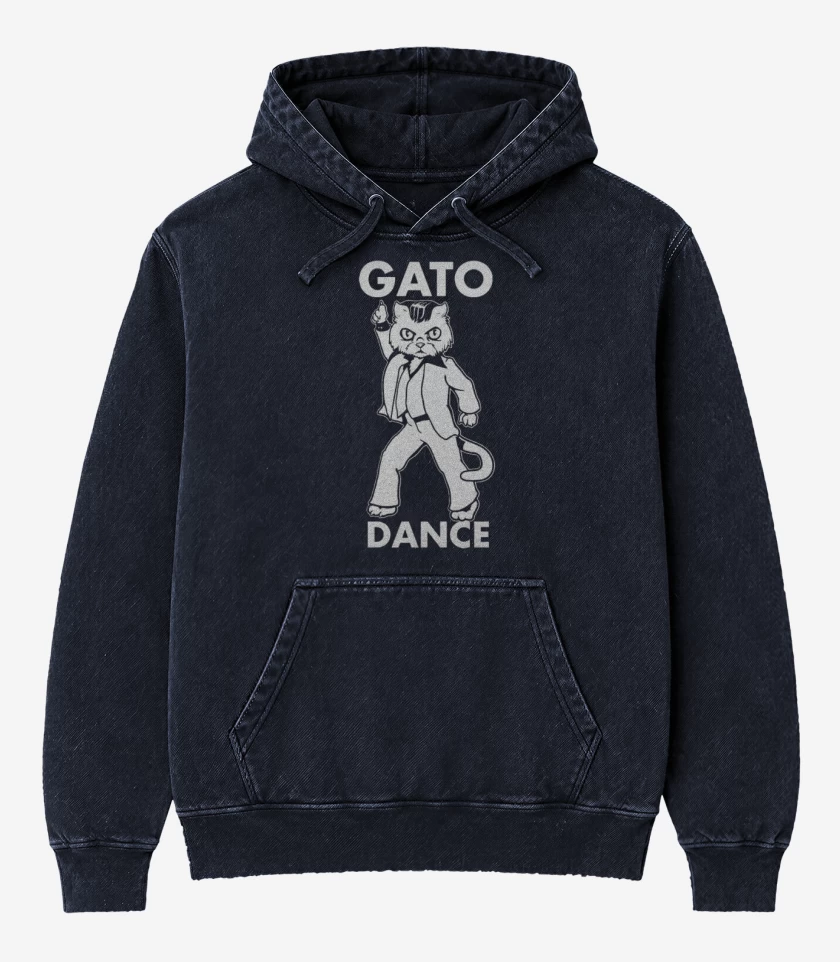Poleron Canguro Acid Wash Azul Marino de gato dance