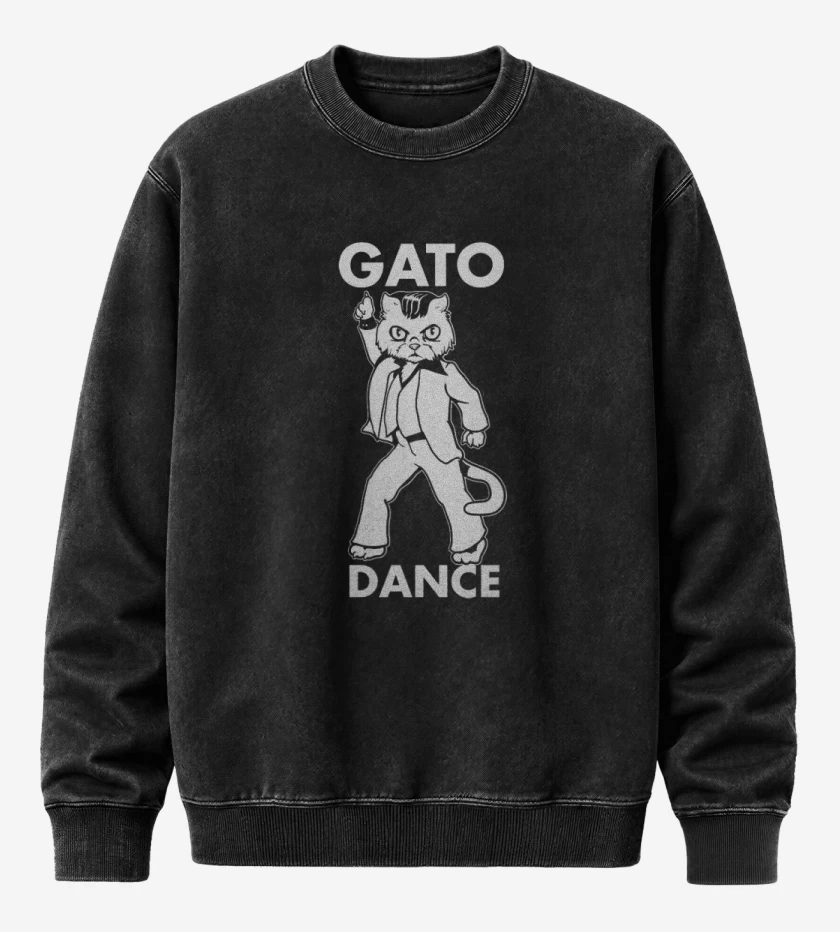 Poleron Polo Acid Wash Negro de gato dance