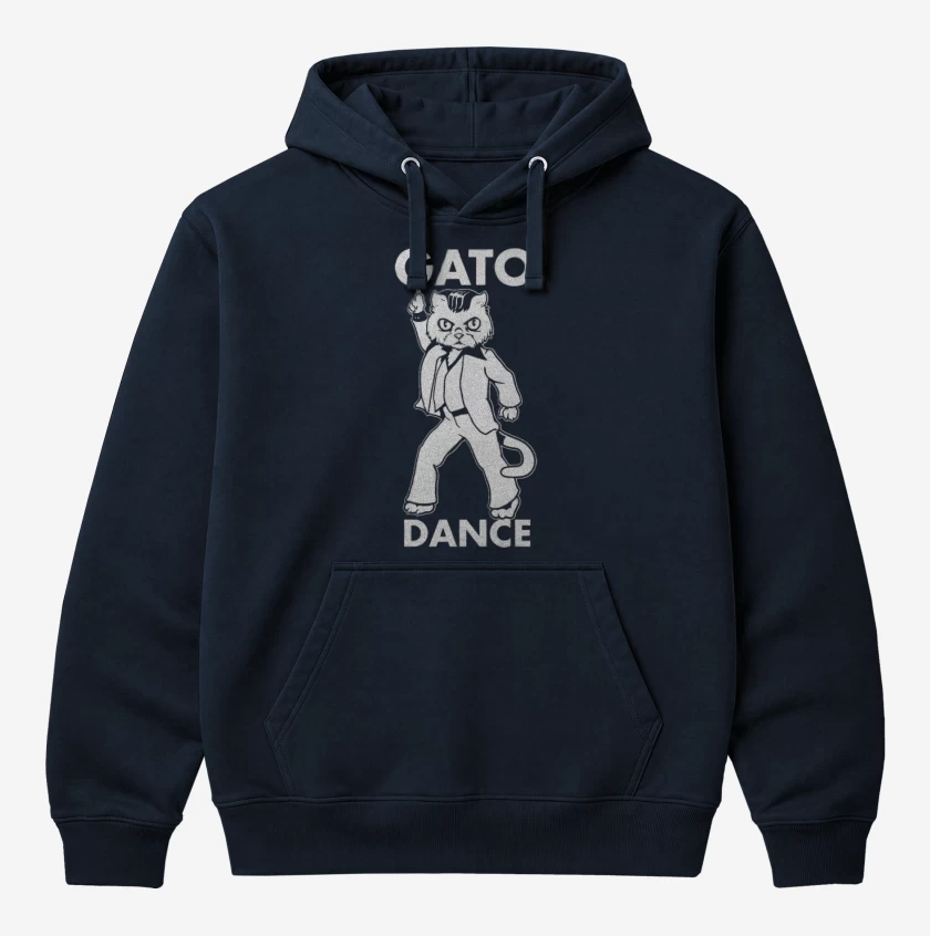 Polerón Canguro Azul Marino de gato dance