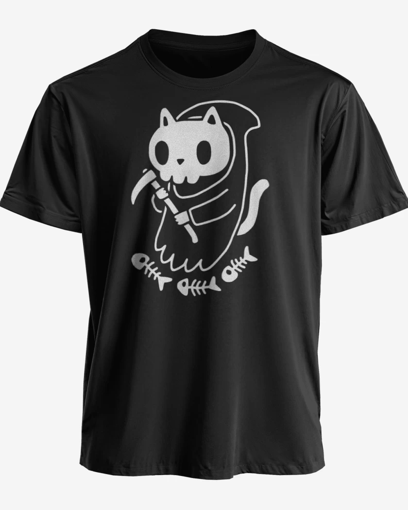 Polera premium Negro de gatito de la muerte 06