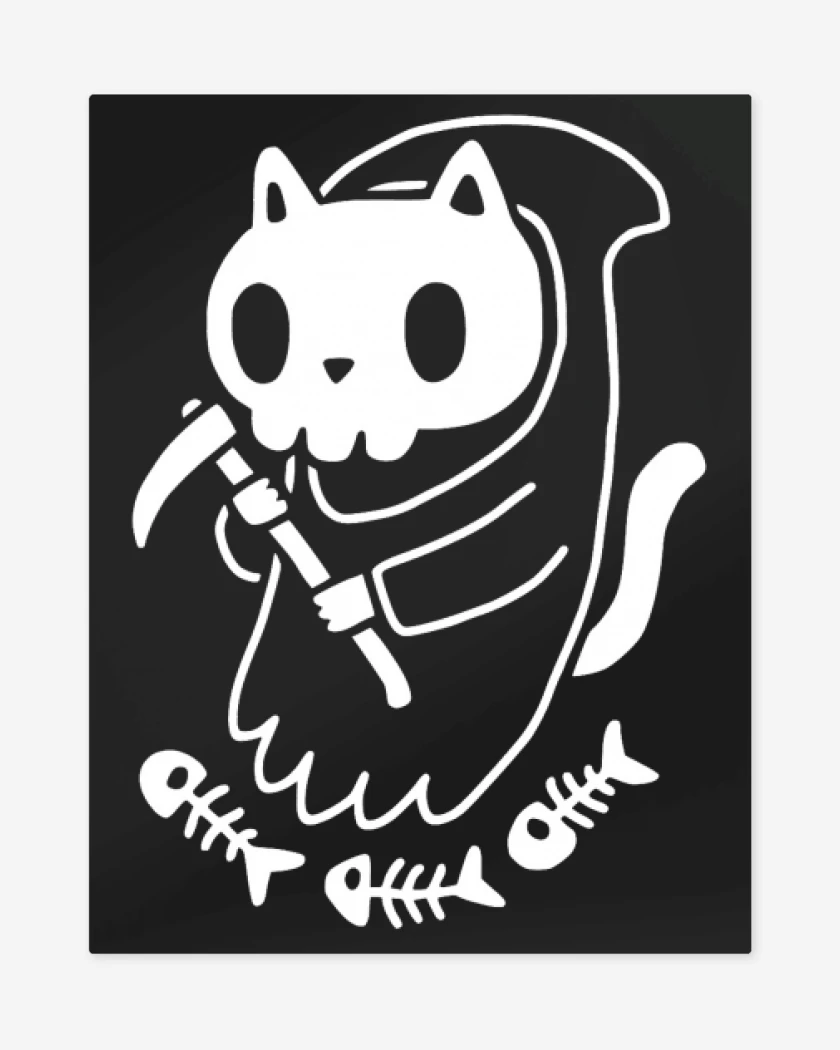 Print metalico Negro de gatito de la muerte 06