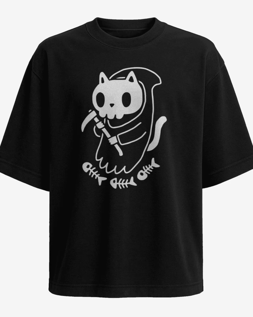 Polera Oversize gatito de la muerte 06