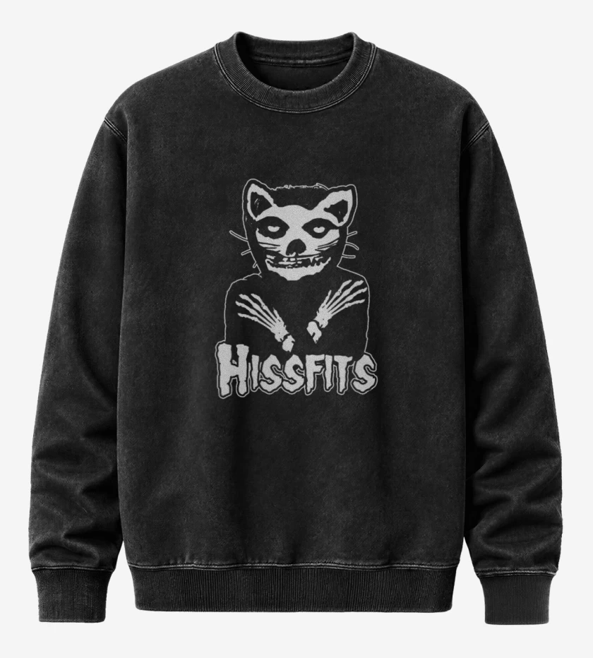 Poleron Polo Acid Wash Negro de gato misftis