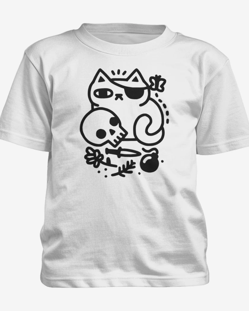 Polera de niño Blanco de gat@ pirata