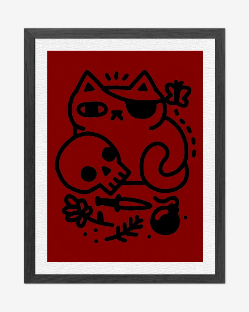 Cuadro decorativo Rojo de gat@ pirata