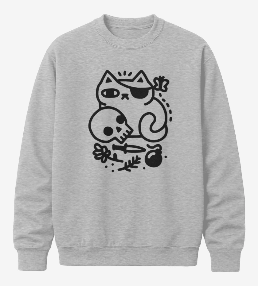 Poleron polo Gris Melange de gat@ pirata