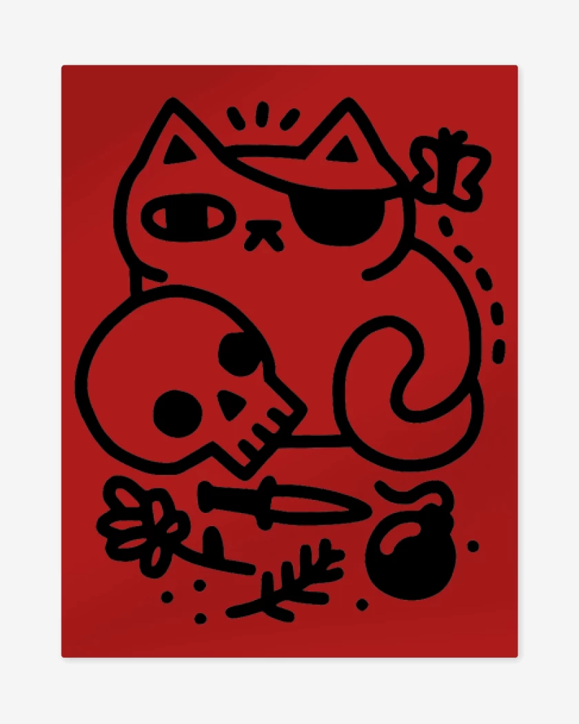 Print metalico Rojo de gat@ pirata