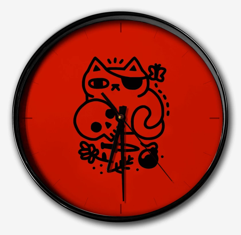 Reloj Rojo de gat@ pirata