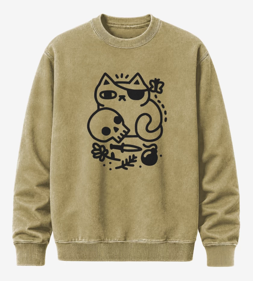 Poleron Polo Acid Wash Beige de gat@ pirata