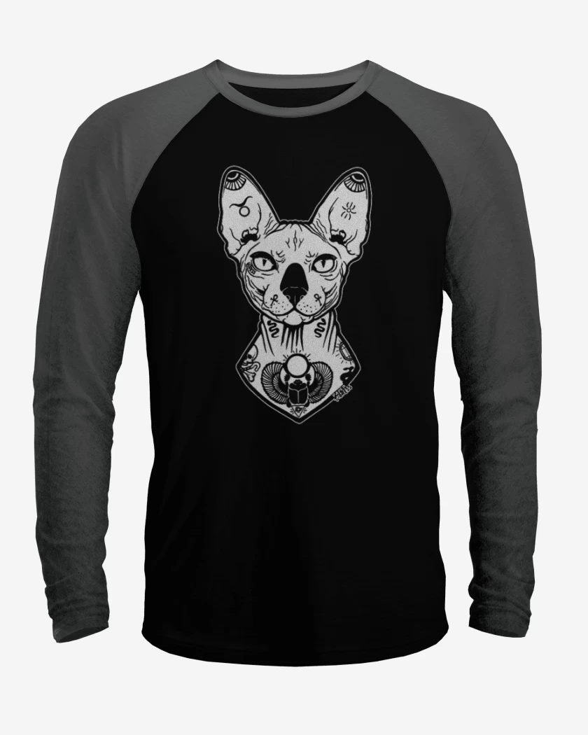 Polera Raglan Negro / Negro Heather de Ink cat