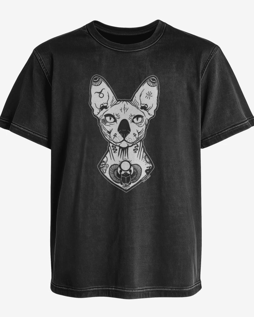 Polera desgastada Negro de Ink cat