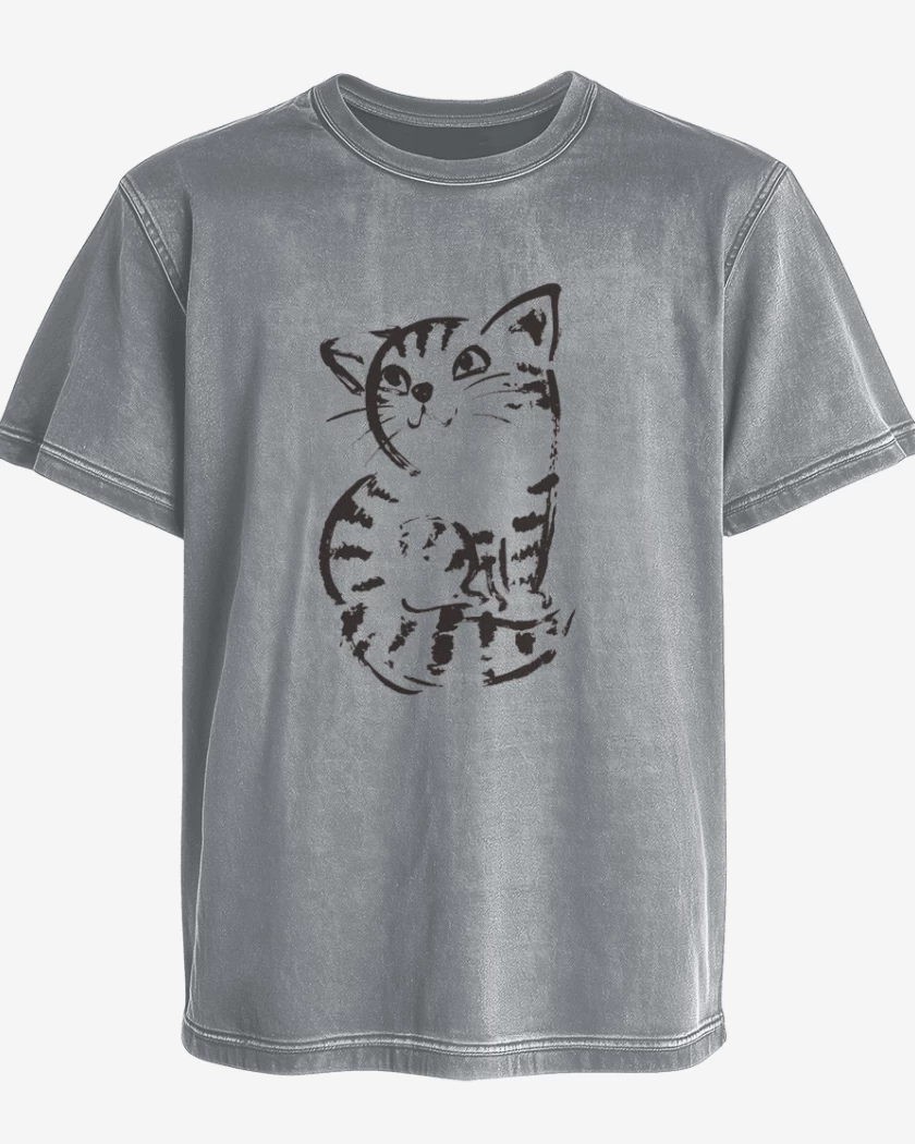Polera desgastada Gris Melange de Tigersito