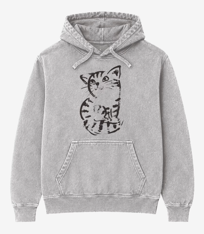 Poleron Canguro Acid Wash Gris Melange de Tigersito