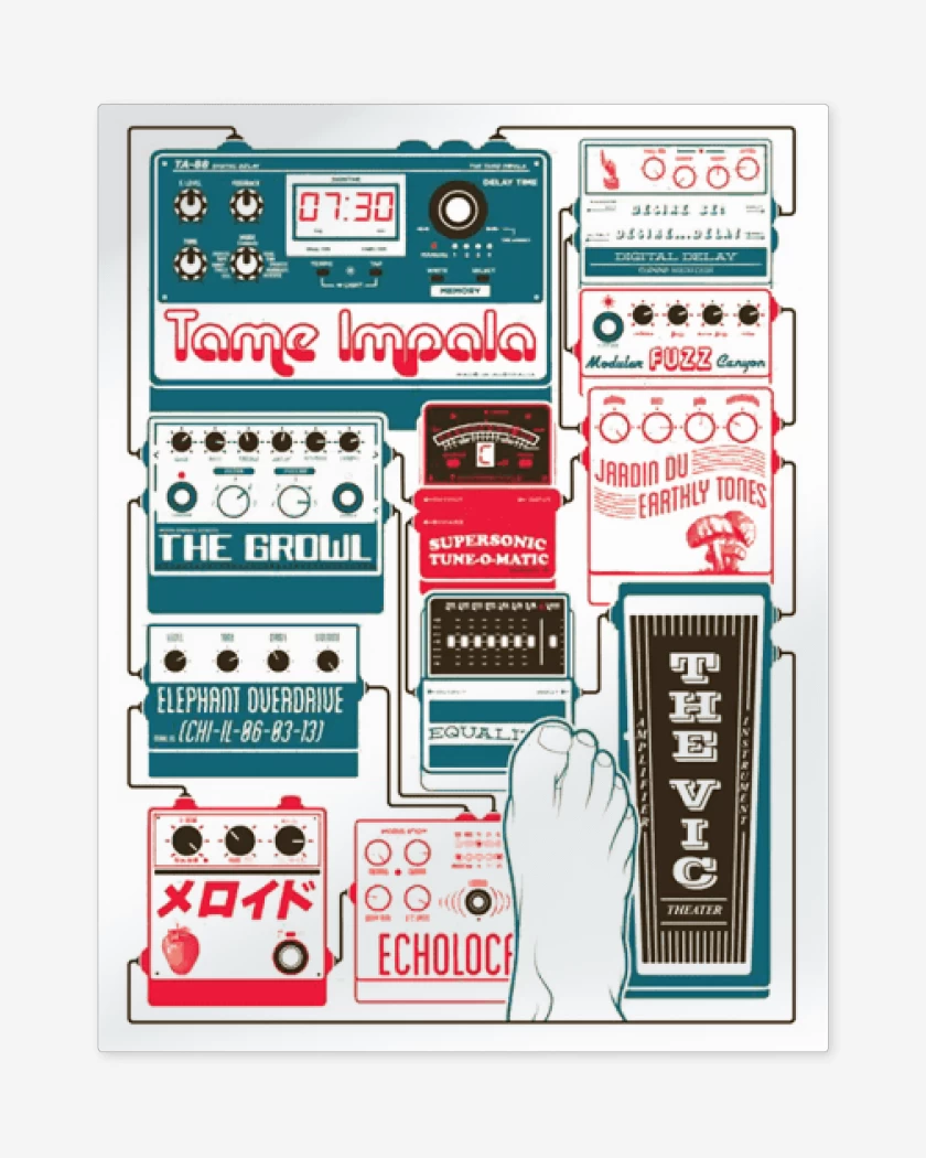 Print metalico Blanco de Tame Impala 2