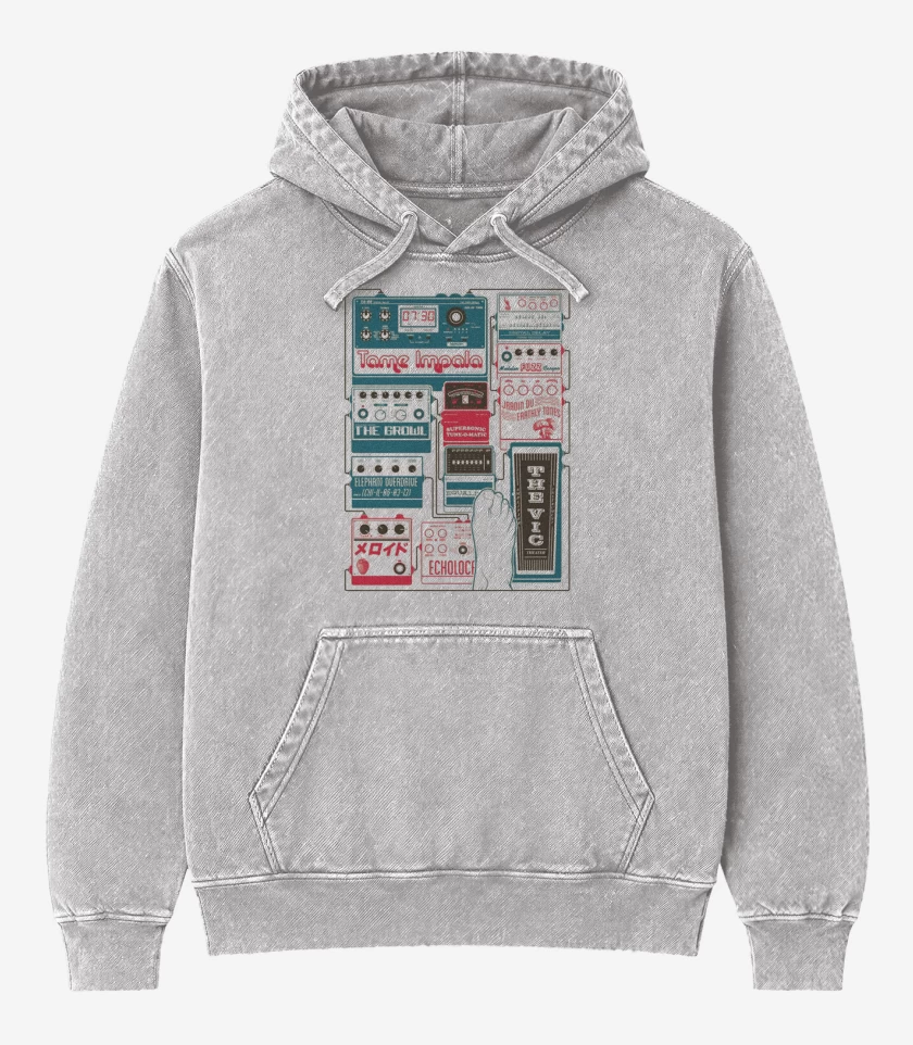 Poleron Canguro Acid Wash Gris Melange de Tame Impala 2