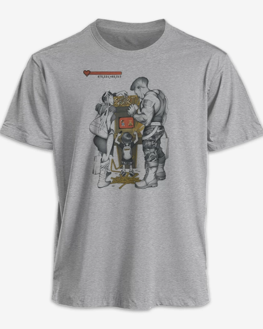Polera Gris Melange de Street Fighter kid 