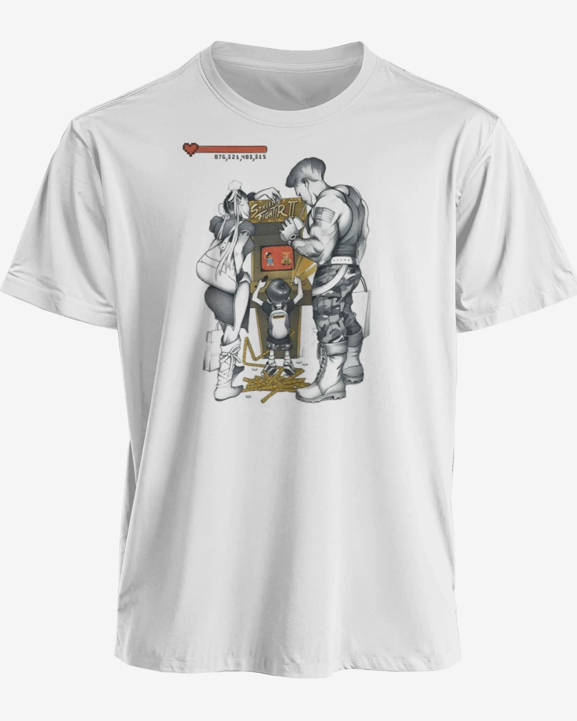 Polera premium Blanco de Street Fighter kid 