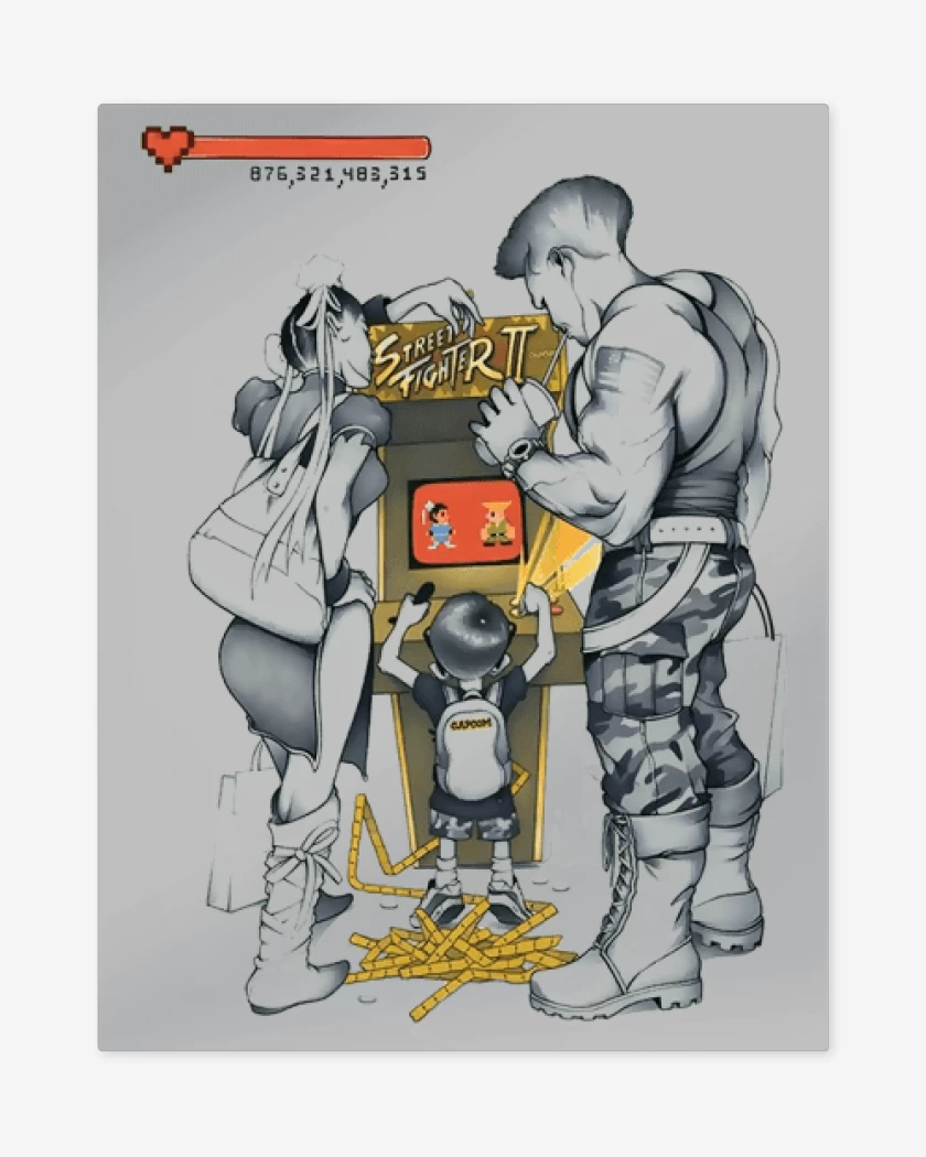 Print metalico Gris Melange de Street Fighter kid 