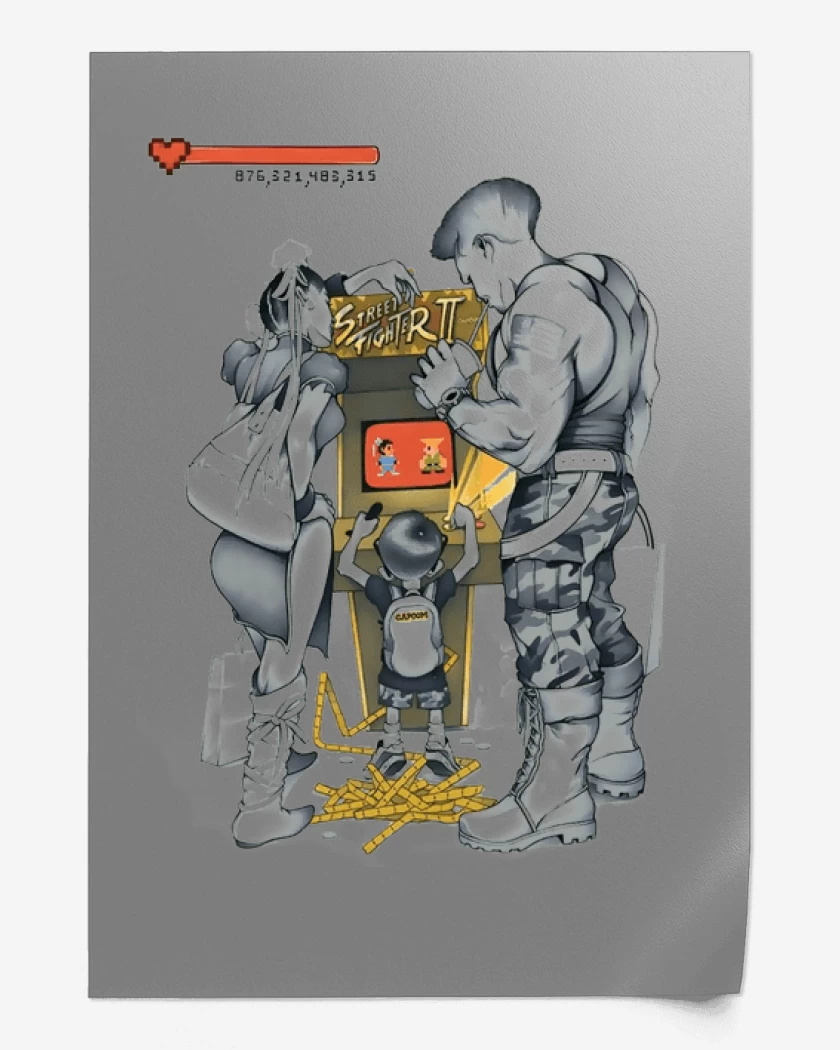 Print Gris Melange de Street Fighter kid 