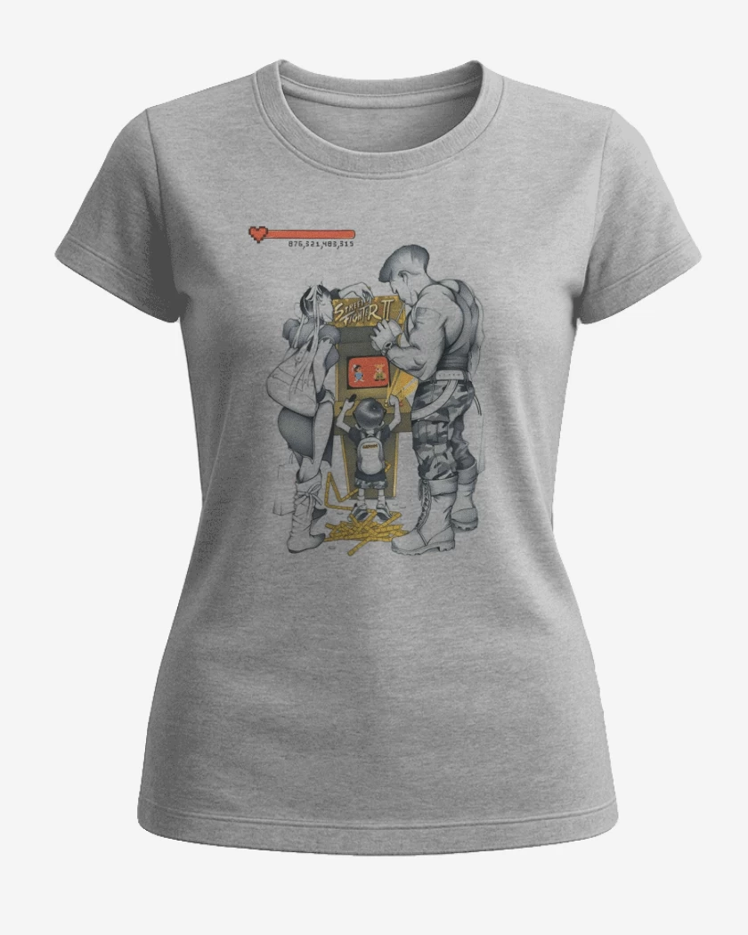 Polera de Mujer Gris Melange de Street Fighter kid 