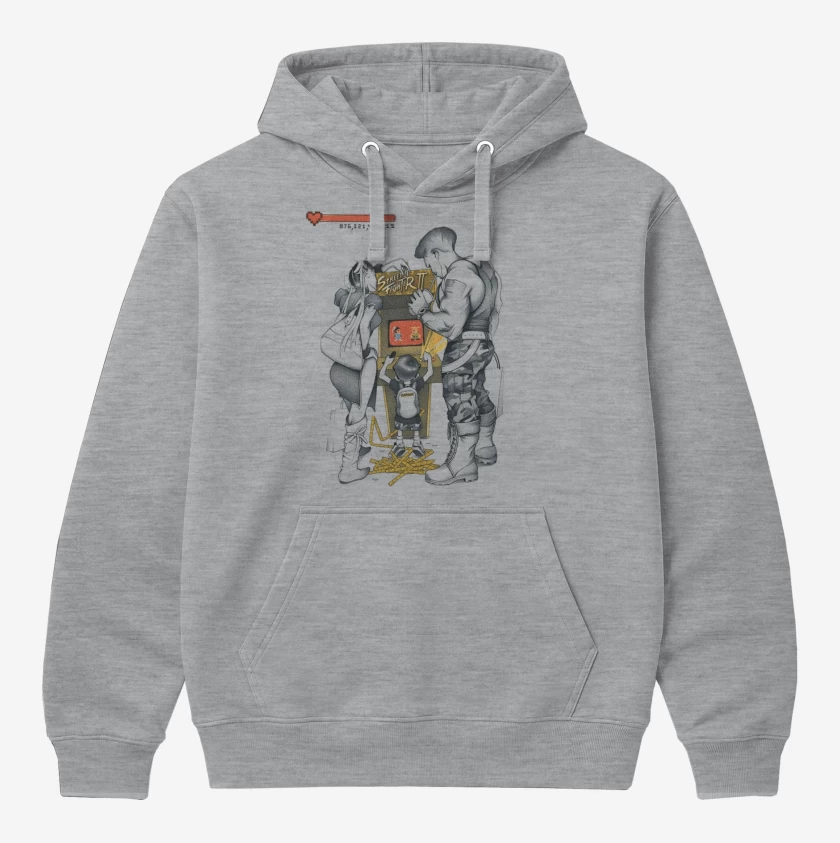 Polerón Canguro Gris Melange de Street Fighter kid 