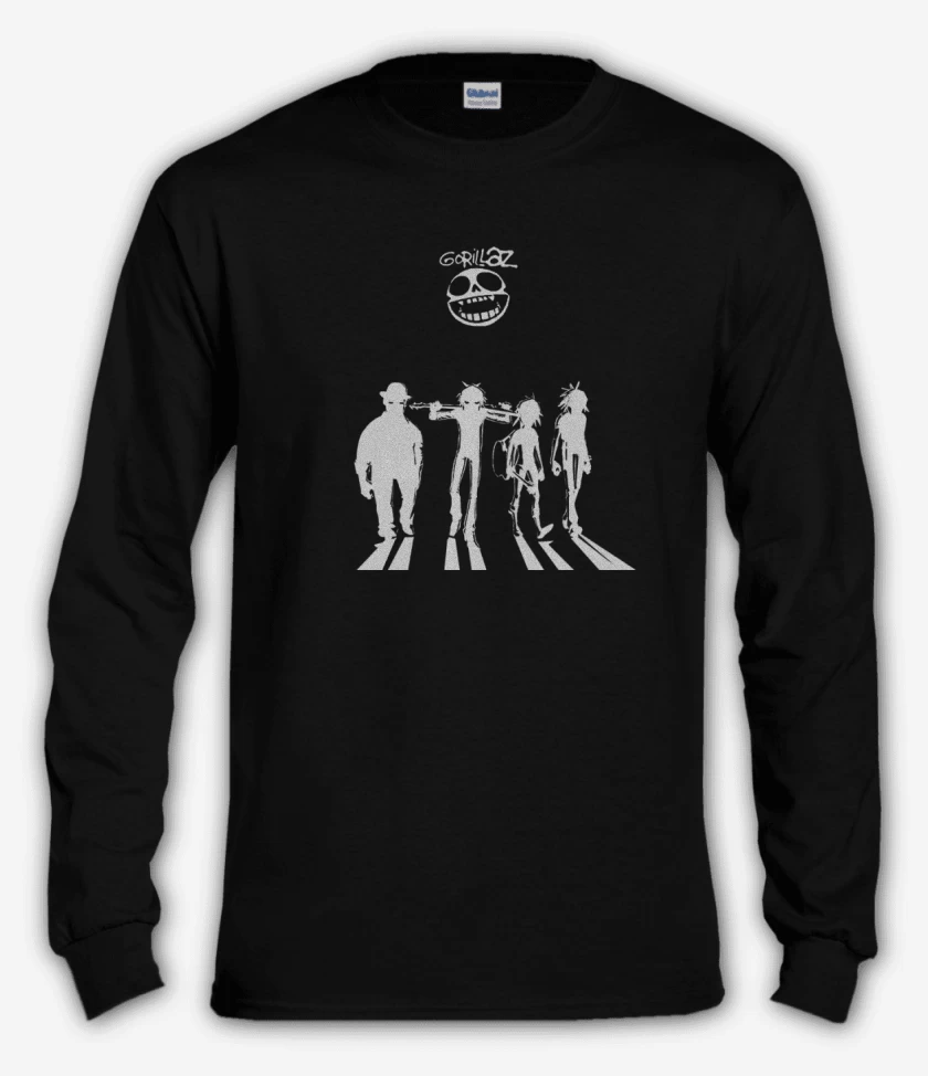 Polera manga larga Negro de Gorillaz naranja mecanica