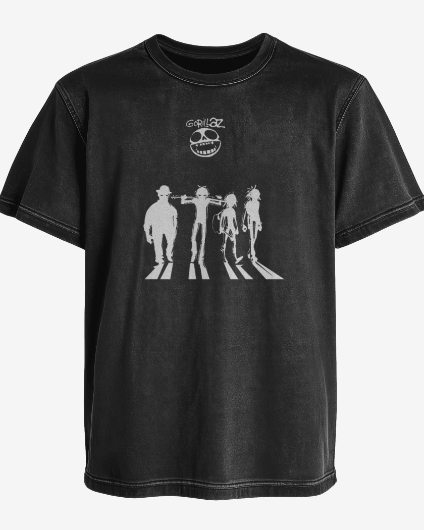 Polera desgastada Gorillaz naranja mecanica
