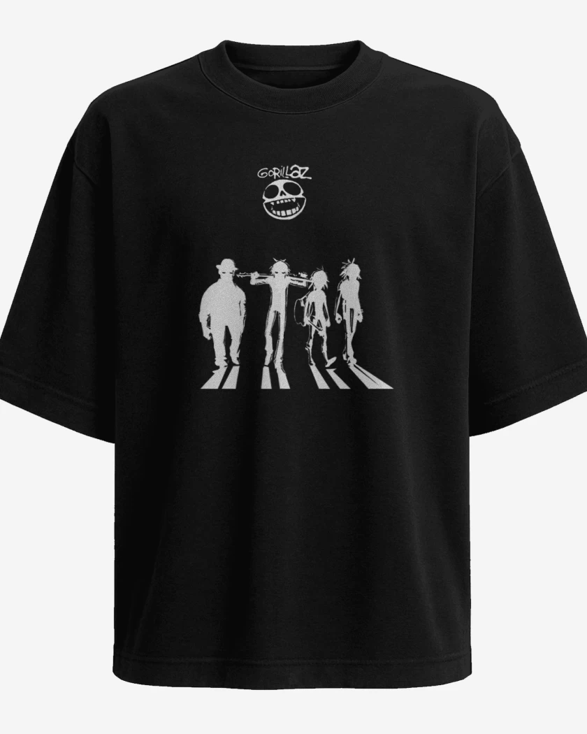 Polera Oversize Gorillaz naranja mecanica