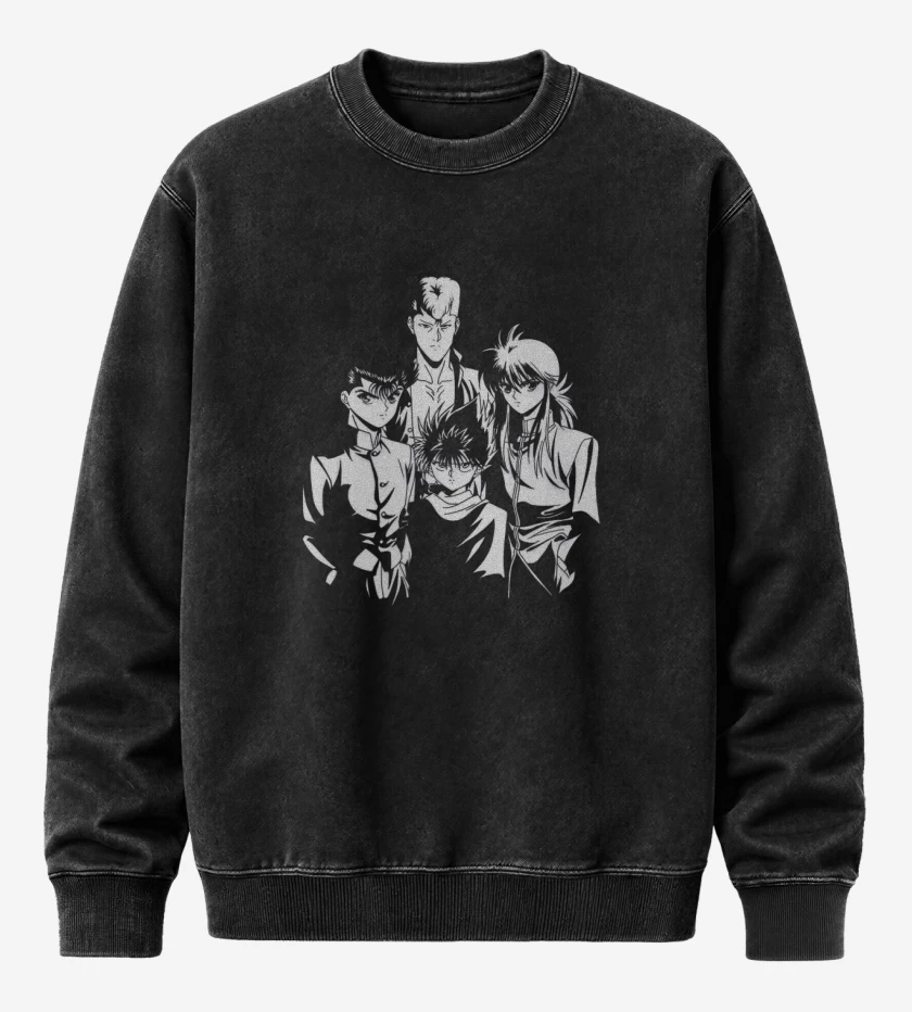 Poleron Polo Acid Wash Negro de yuyu hakusho