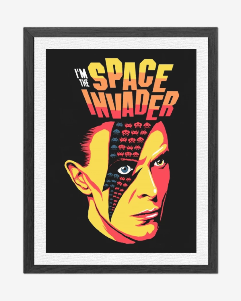 Cuadro decorativo Negro de Bowie Space Invader