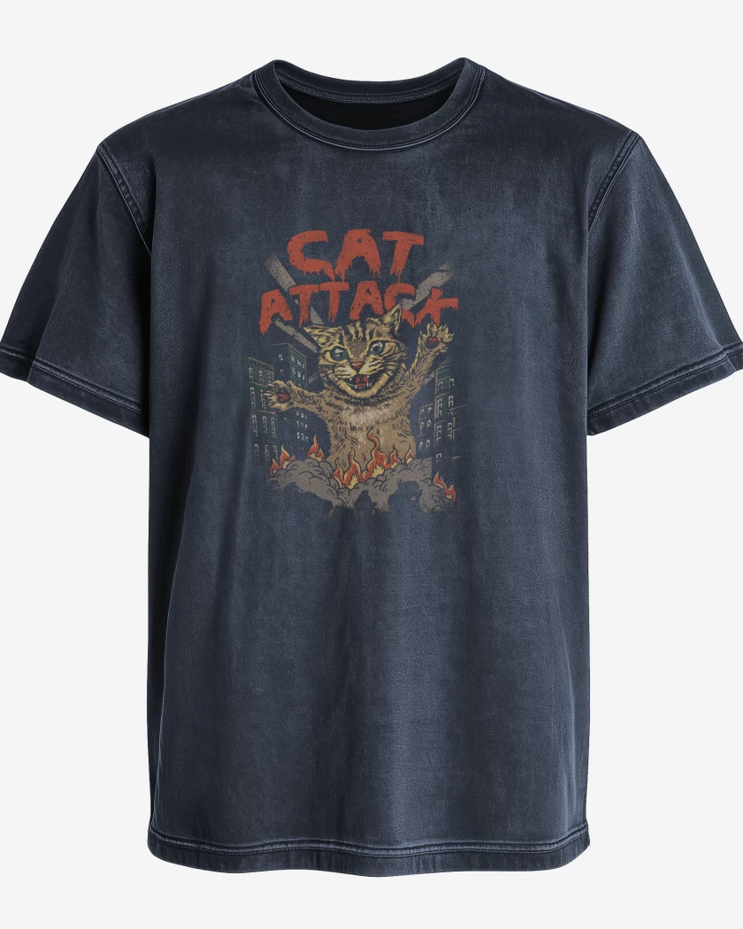 Polera desgastada Azul Marino de Cat Attack