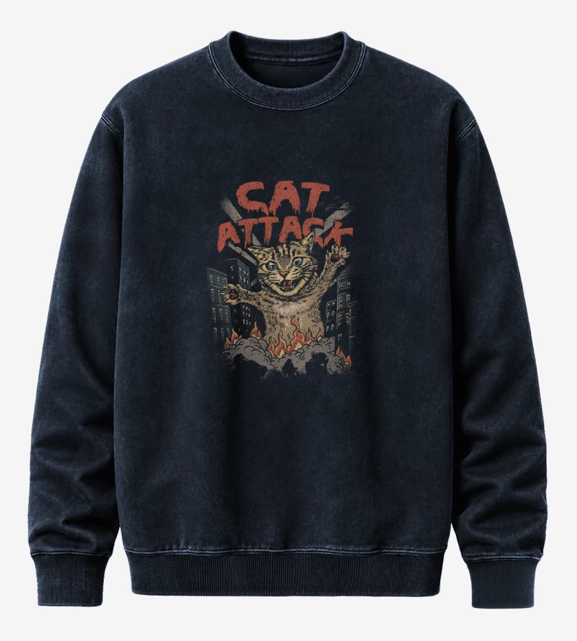 Poleron Polo Acid Wash Azul Marino de Cat Attack