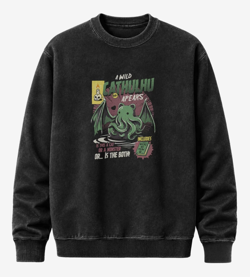 Poleron Polo Acid Wash Negro de Cathulhu Wild