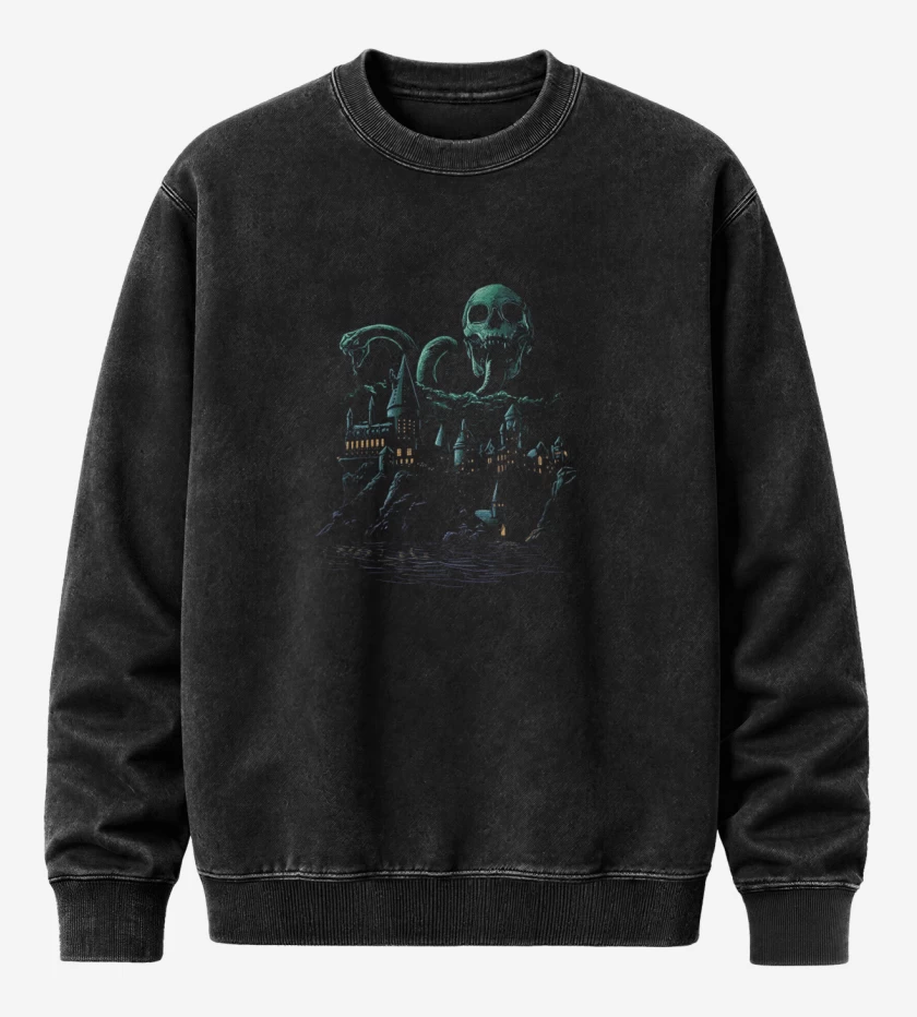 Poleron Polo Acid Wash Negro de Hogtwars Slythering