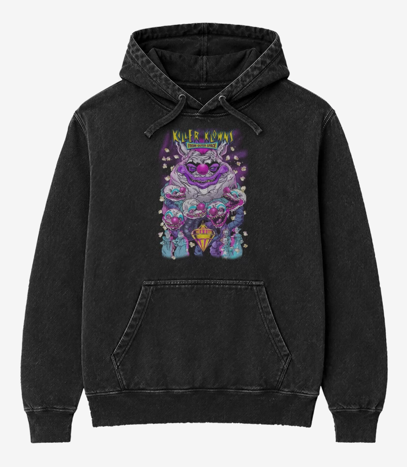 Poleron Canguro Acid Wash Negro de Killers Clowns