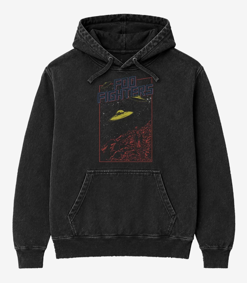 Poleron Canguro Acid Wash Negro de Foo Fighters