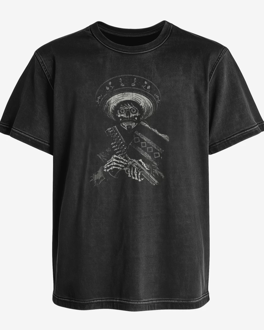 Polera desgastada Negro de Skull bandido